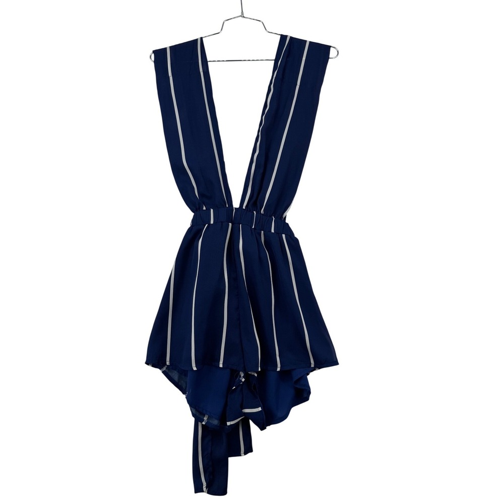Hello Molly Romper Womens 6 Blue Striped Excellent Multiway Wrap V-Neck Playsuit